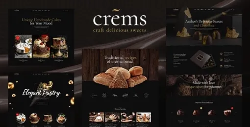 Crems Bakery, Chocolate Sweets Pastry WordPress Theme 1.1.0 GPL Theme