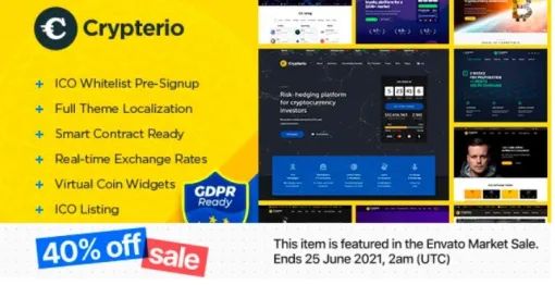 Crypterio ICO Landing Page, NFT and Cryptocurrency WordPress Theme 2.4.10 GPL Theme