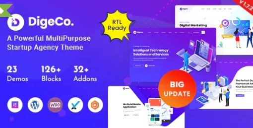 Digeco – Startup Agency WordPress Theme 2.1.0 GPL Theme