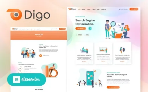 Digo SEO and Digital Marketing Agency WordPress Elementor Theme WordPress Theme 1.3.0 GPL Theme