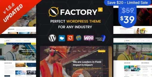 Factory Plus Industry and Construction WordPress Theme 1.5.8 GPL Theme