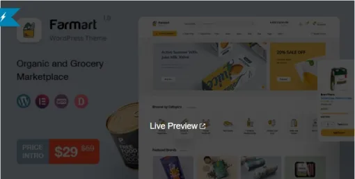 Farmart Organic Grocery Marketplace WordPress Theme 1.1.5 GPL Theme