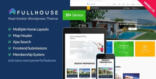 FullHouse Real Estate Responsive WordPress Theme 1.8.3 GPL Theme