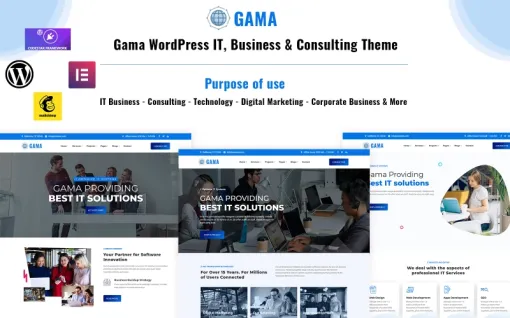 Gama IT, Business and Consulting WordPress Elementor Theme WordPress Theme 1.0.0 GPL Theme