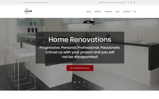 Glide Home, Bath and Kitchen Renovation Company WordPress Theme 1.0.0 GPL Theme