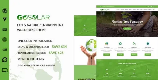 GoSolar Eco Environmental Nature WordPress Theme 1.2.5 GPL Theme