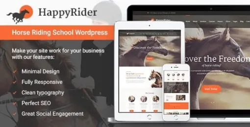 Happy Rider Horse School Equestrian Center WordPress Theme 2.9 GPL Theme