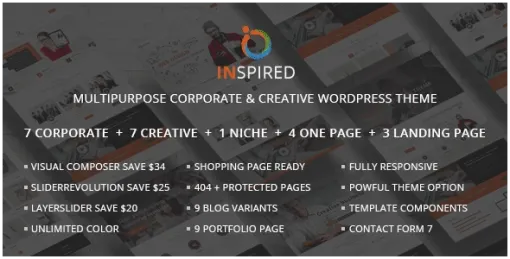 Inspired Multipurpose Corporate and Creative Bootstrap WordPress Theme 1.2.0 GPL Theme