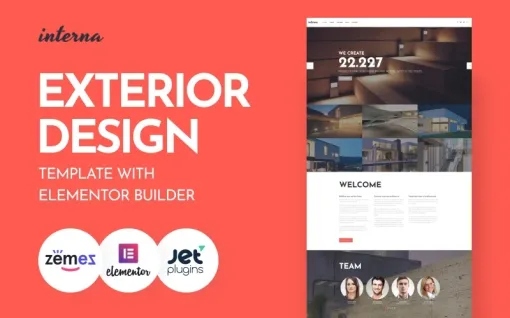 Interna Exterior Design Template with Elementor Builder WordPress Theme 1.0.1 GPL Theme