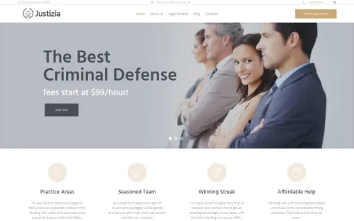 Justizia Lawyer Services Responsive WordPress Theme 1.0.0 GPL Theme