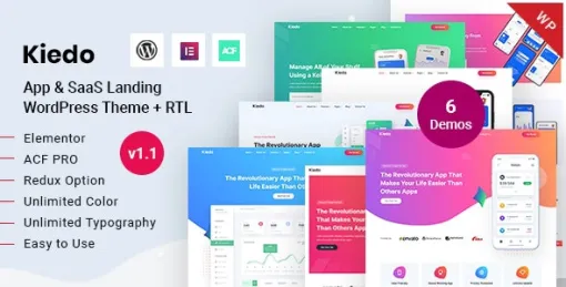 Kiedo App SaaS Landing WordPress Theme 1.5 GPL Theme