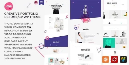 Me Creative Portfolio Resume / CV WordPress Theme 2.1 GPL Theme