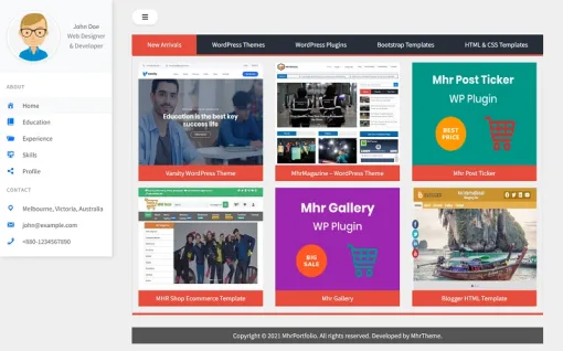 MhrPortfolio Portfolio and Digital Product Based WordPress Theme 1.0.0 GPL Theme