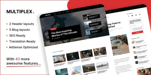 Multiplex Premium WordPress Theme for Multi-Niches 1.0.3 GPL Theme