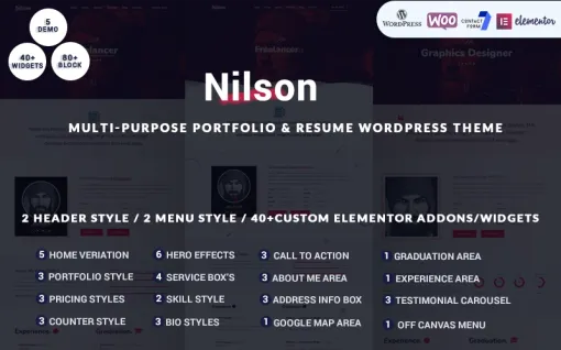 Nilson Multipurpose Personal Portfolio Resume WordPress Theme 1.0.0 GPL Theme