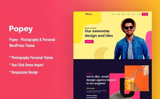 Popey Personal CV Responsive WordPress Theme 1.0.0 GPL Theme