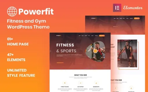 Powerfit Fitness and Gym Responsive WordPress Theme 1.5.1 GPL Theme