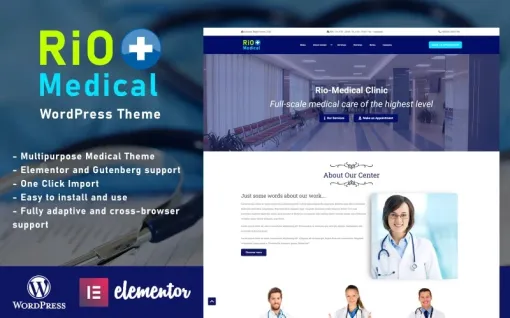 Rio-Medical Medical Center Landing Page WordPress Theme 1.3.0 GPL Theme