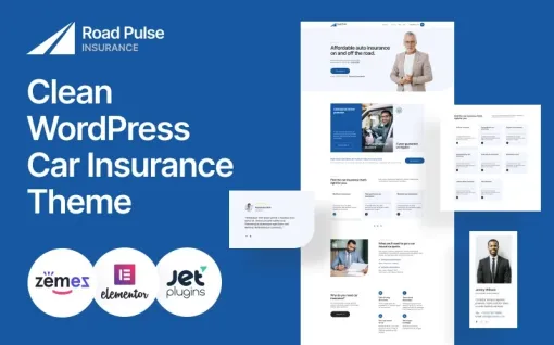 Road Pulse Clean WordPress Car Insurance Theme WordPress Theme 1.0.0 GPL Theme