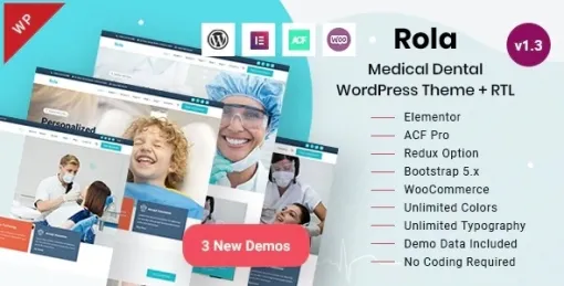 Rola Medical Health Dental Care WordPress Theme 2.1 GPL Theme
