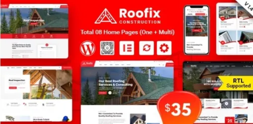 Roofix Roofing Services WordPress Theme 2.1.2 GPL Theme