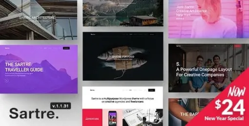 Sartre Responsive Multipurpose WordPress Theme for Creatives 1.1.32 GPL Theme