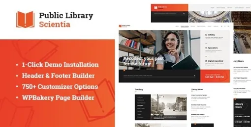 Scientia | Public Library Book Store Education WordPress Theme 1.0.5 GPL Theme