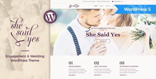 SheSaidYes Engagement Wedding WordPress Theme 1.3 GPL Theme