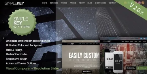 SimpleKey One Page Portfolio WordPress Theme 2.5.4 GPL Theme