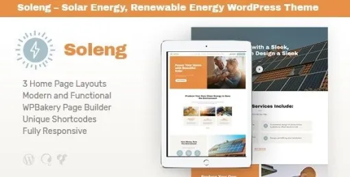 Soleng A Solar Energy Company WordPress Theme 1.04 GPL Theme