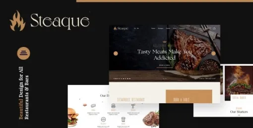 Steaque | Restaurant and Cocktail Bar WordPress Theme 1.0.0 GPL Theme